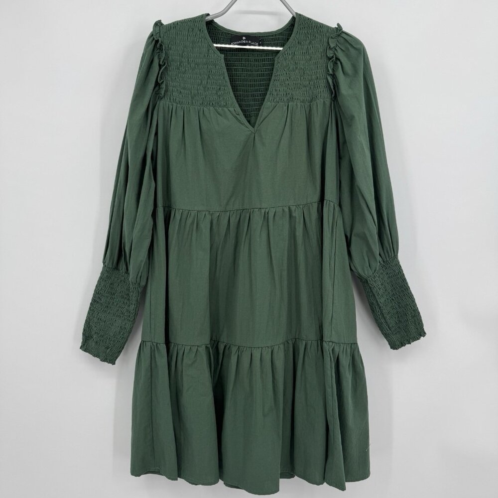 Pomander Place by Tuckernuck Ceci Mini Swing Dress Jaguar Green size XS Women's